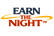 Logo for 'Earn the Night' with blue, red, and yellow text on a white background